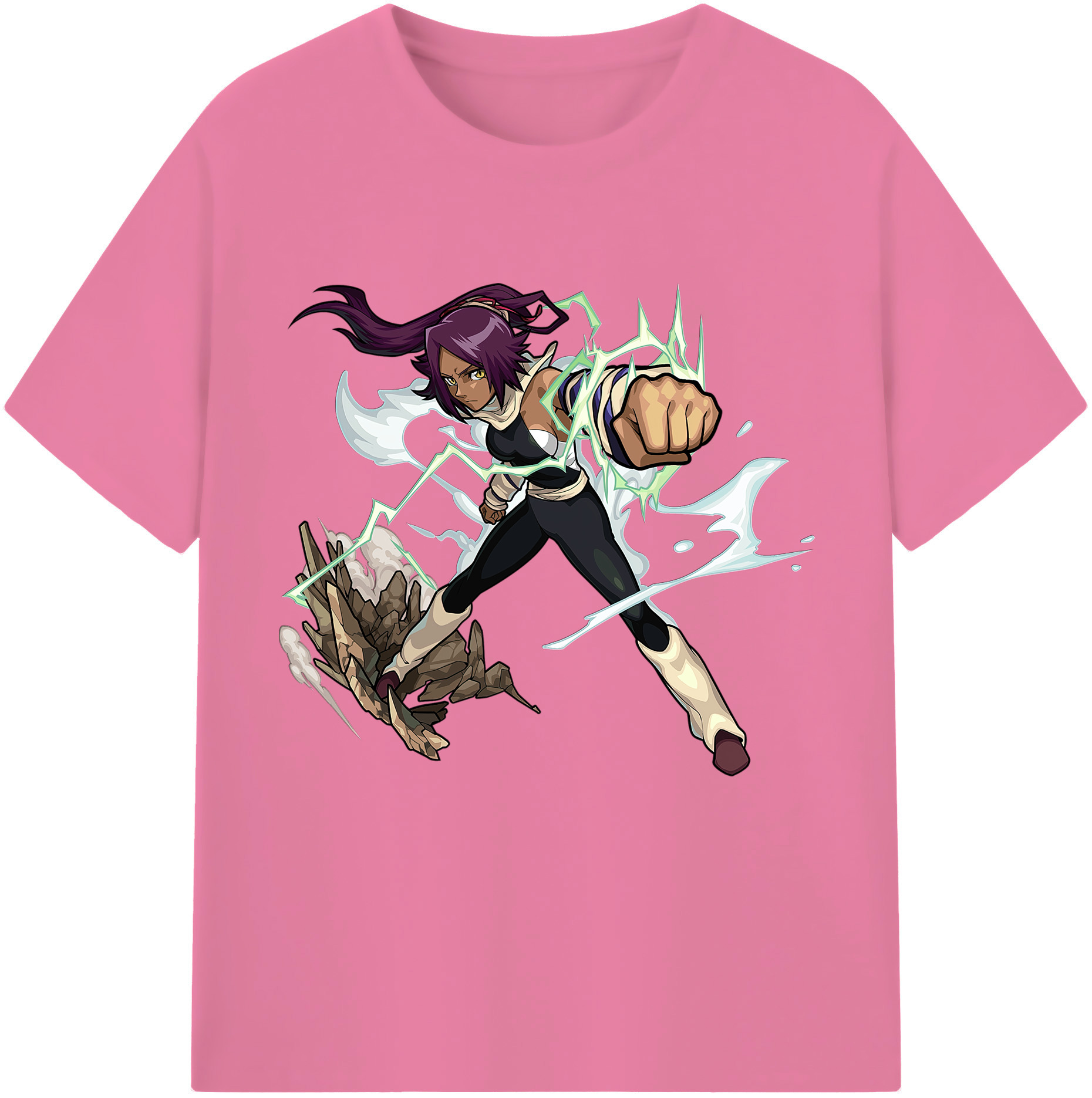 （画像用） ブリーチ 四楓院 夜一（しほういん よるいち） BLEACH Shihouin Yoruichi 綿100％半袖Tシャツ（フロントプリント）